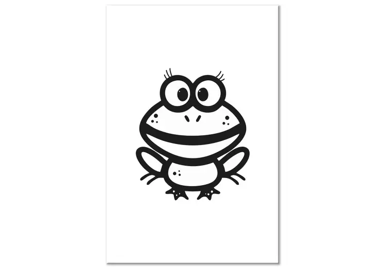 Canvas Little frog - drawing image of a smiling amphibian in black and white