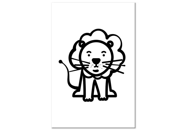 Canvas King Lion - Drawing image of a small animal, black and white