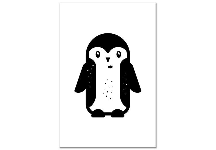 Canvas Small penguine - drawing image of animal, black and white