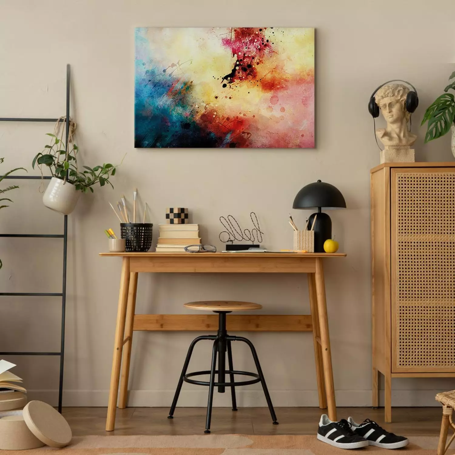 Canvas Art Print Symphony of Colors Wide - abstract colorful watercolor