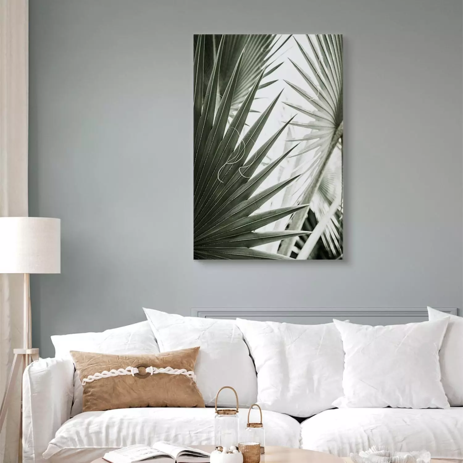 Canvas Art Print Plant needles - image of sharp exotic plants in cold green