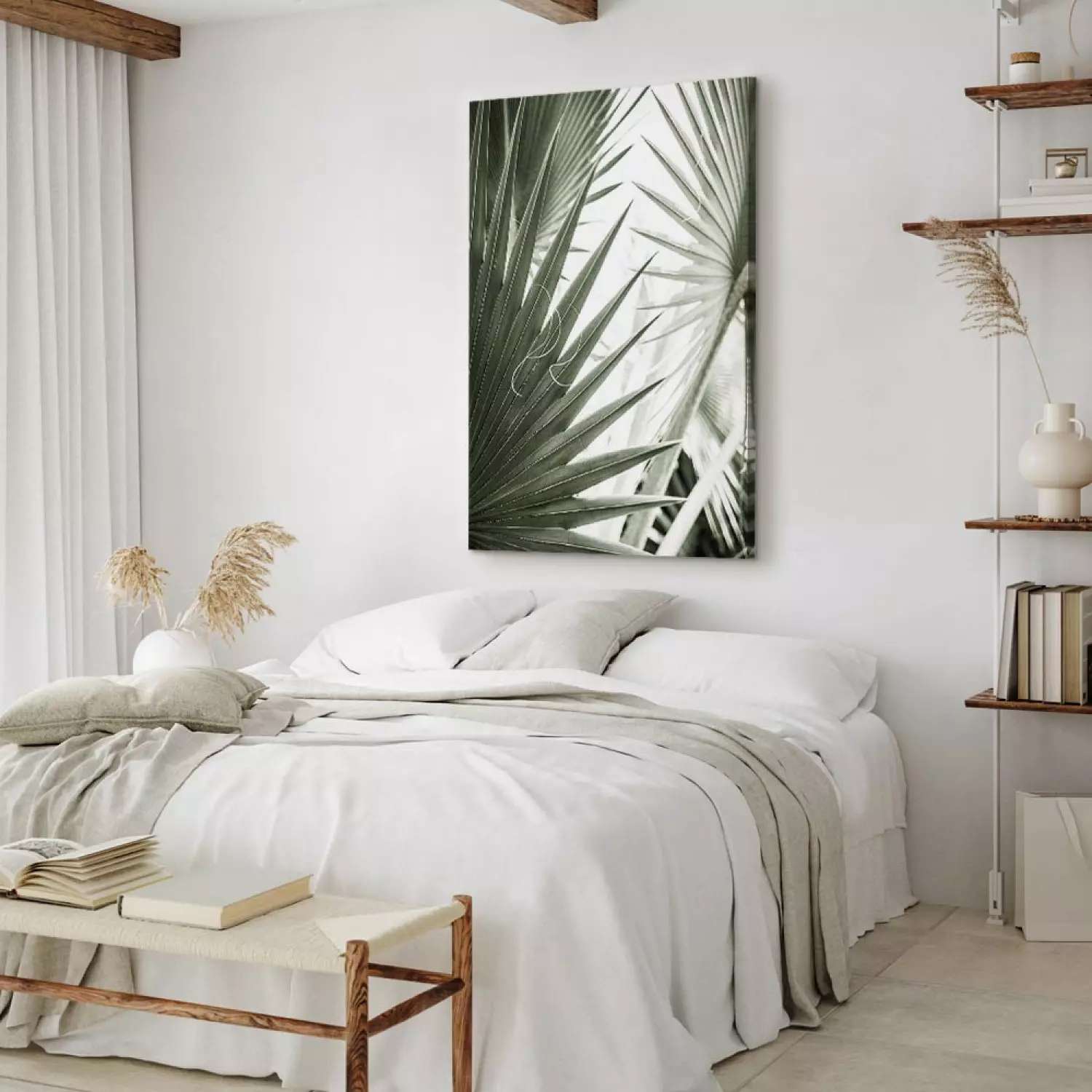 Canvas Art Print Plant needles - image of sharp exotic plants in cold green
