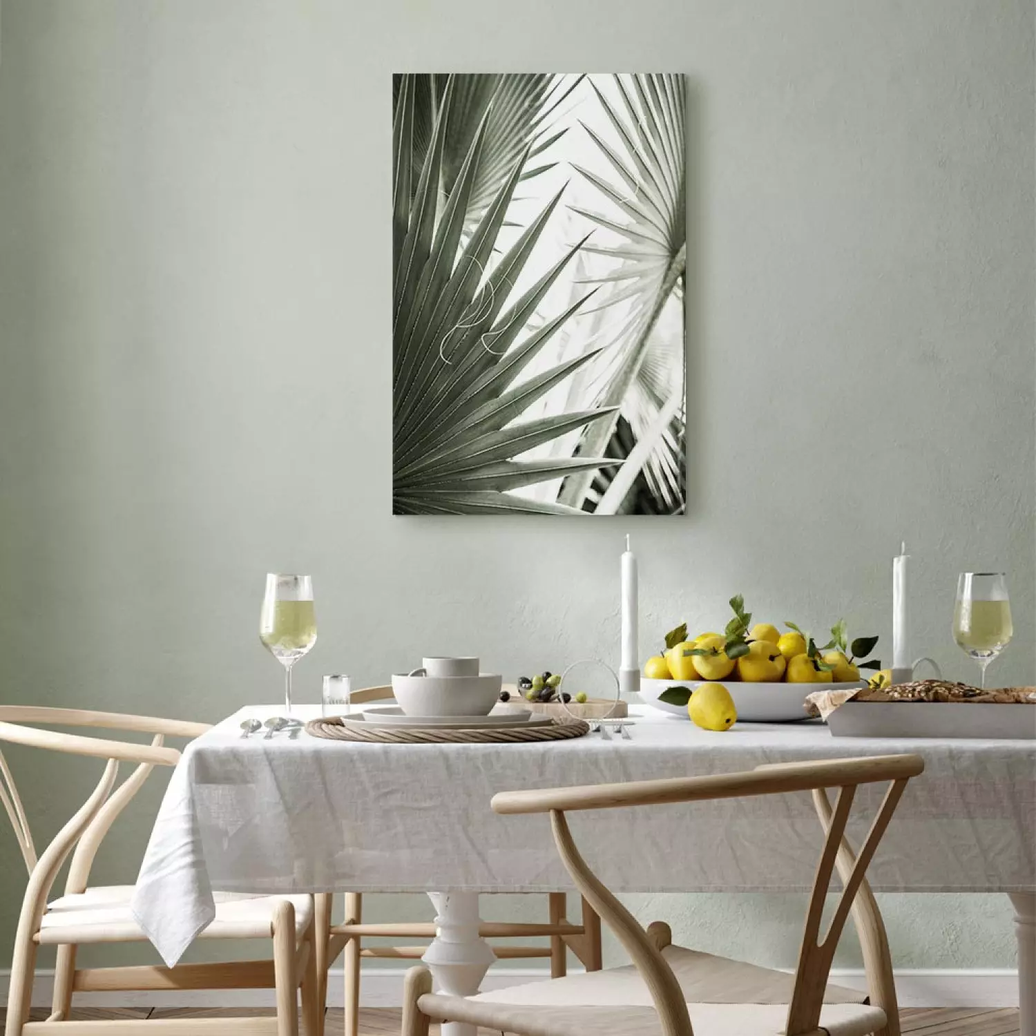 Canvas Art Print Plant needles - image of sharp exotic plants in cold green