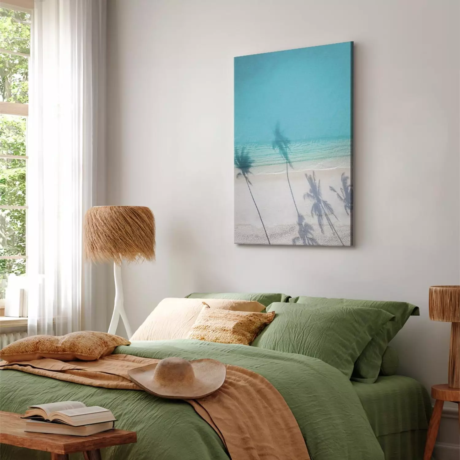 Canvas Turquoise coast - marine beach with white sand in the shade of palm
