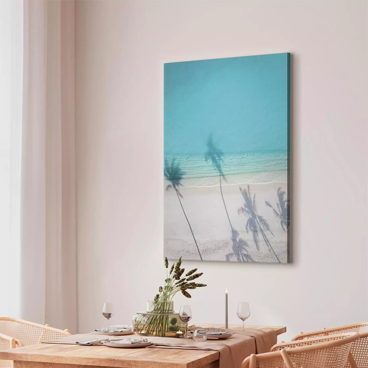 Canvas Turquoise coast - marine beach with white sand in the shade of palm