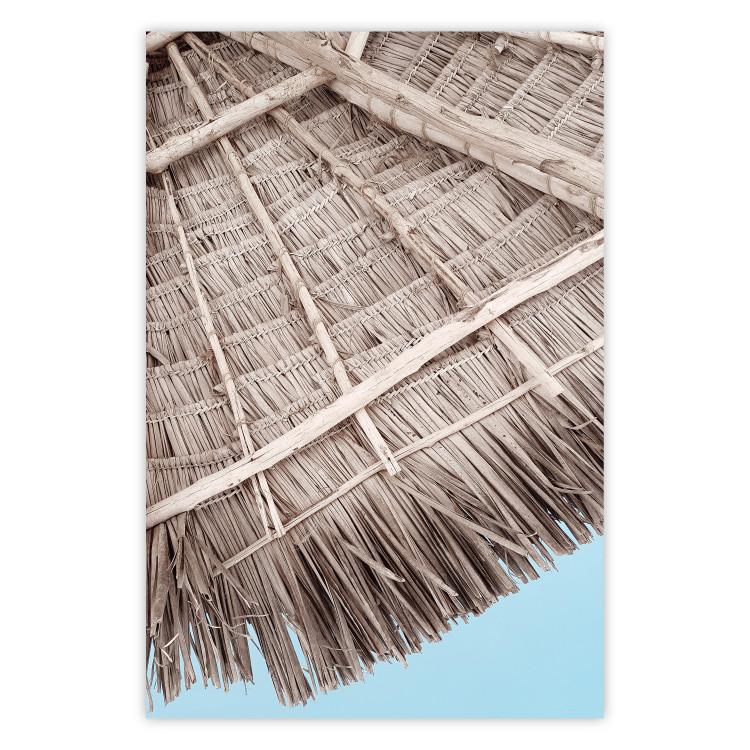 Poster Exotic Structure - landscape of a tropical cottage roof against sky