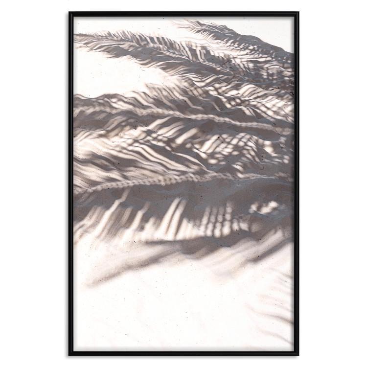 Poster Rest in the Shade - tropical composition of palm shadow on sand
