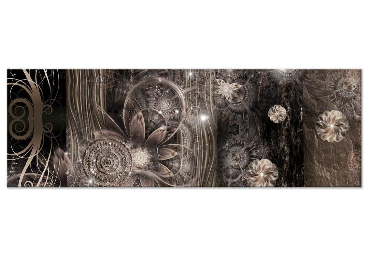Canvas Miracle (1-piece) Narrow - second variant - gray flower abstraction