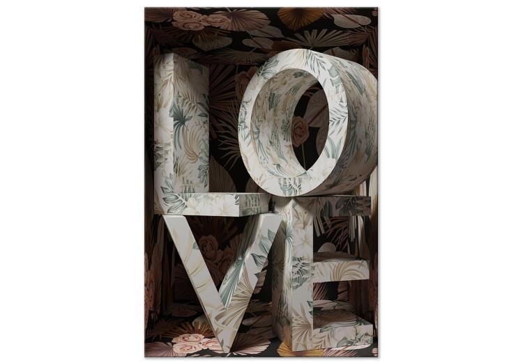 Canvas Love in the letters - inscription LOVE covered with floral motifs