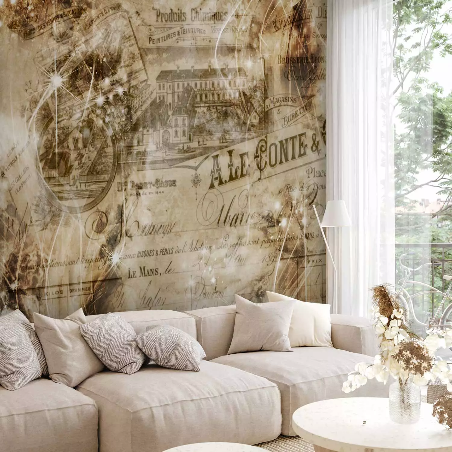 Photo Wallpaper Vintage abstraction - retro-style composition with old  postcards - bimago, image size:1500x1500