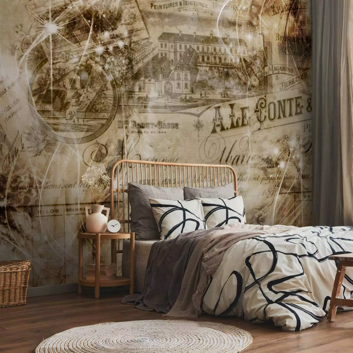 Photo Wallpaper Vintage abstraction - retro-style composition with old  postcards - bimago, image size:1500x1500