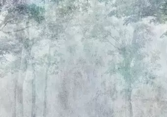 Wall Mural Forest misty landscape - landscape of trees in a forest on concrete texture Wallpaper Cropper
