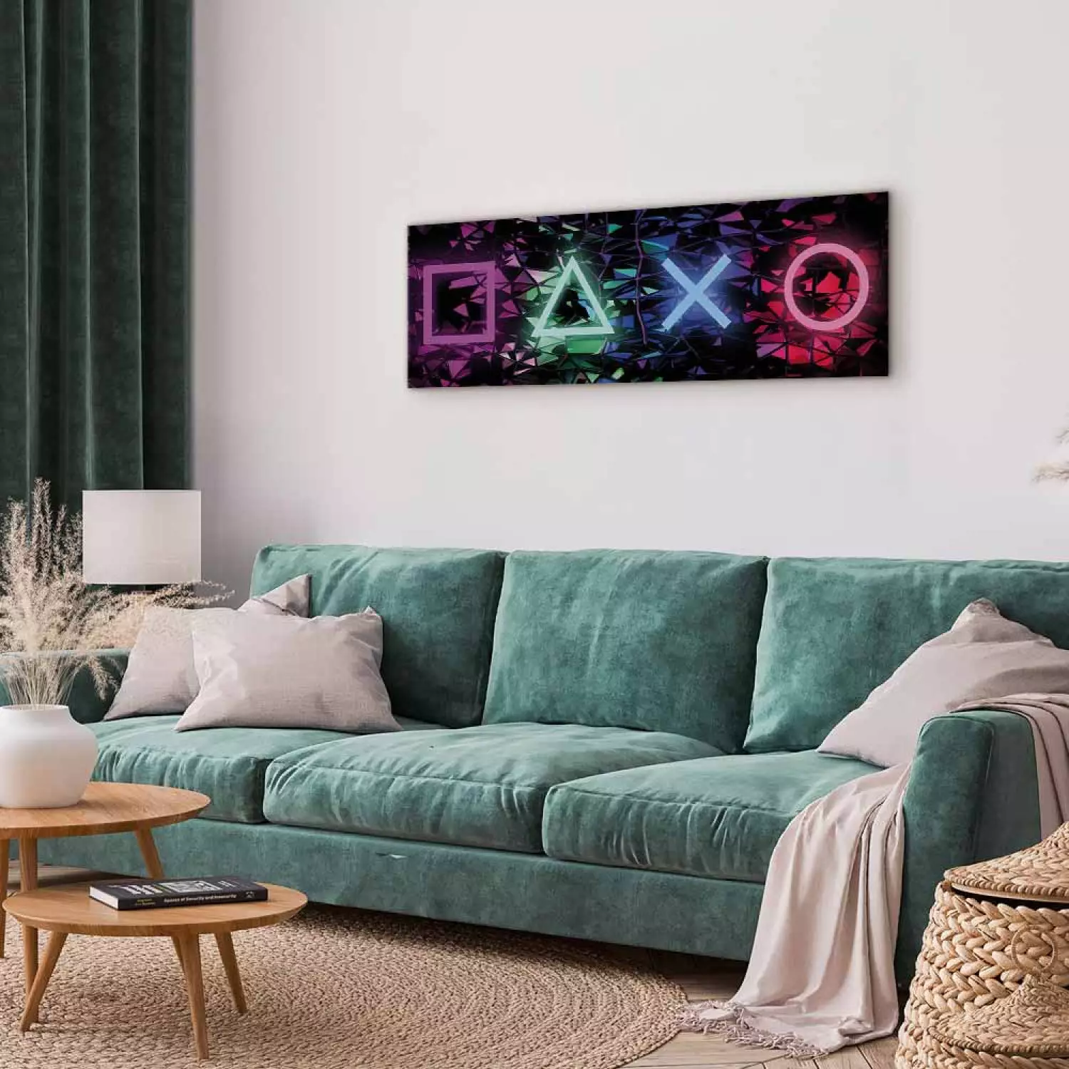 Canvas Art Print Symbols of Fun Narrow - street art of colorful shapes