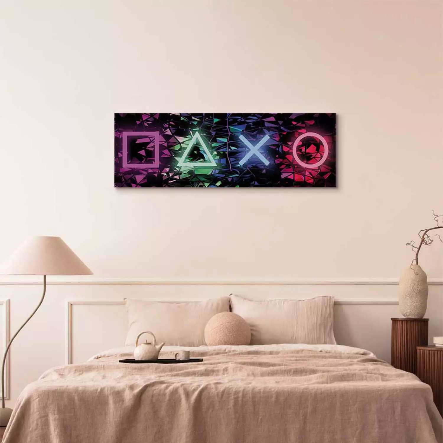 Canvas Art Print Symbols of Fun Narrow - street art of colorful shapes
