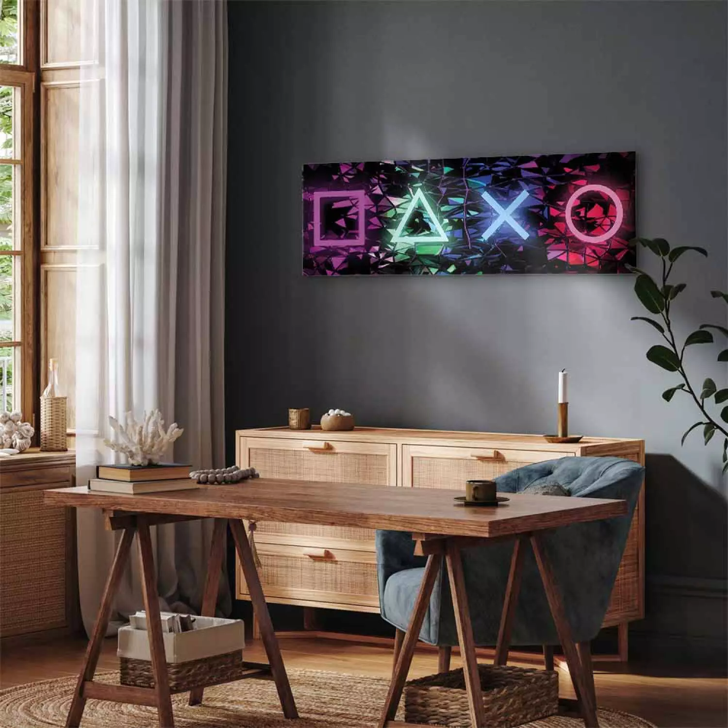 Canvas Art Print Symbols of Fun Narrow - street art of colorful shapes