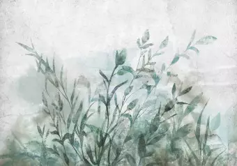 Wall Mural Nature landscape - minimalistic green plant motif with watercolour Wallpaper Cropper