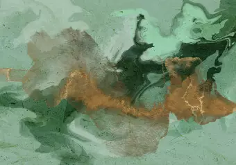 Photo Wallpaper Emerald array - Abstraction with streaks in dark green and bronze Wallpaper Cropper