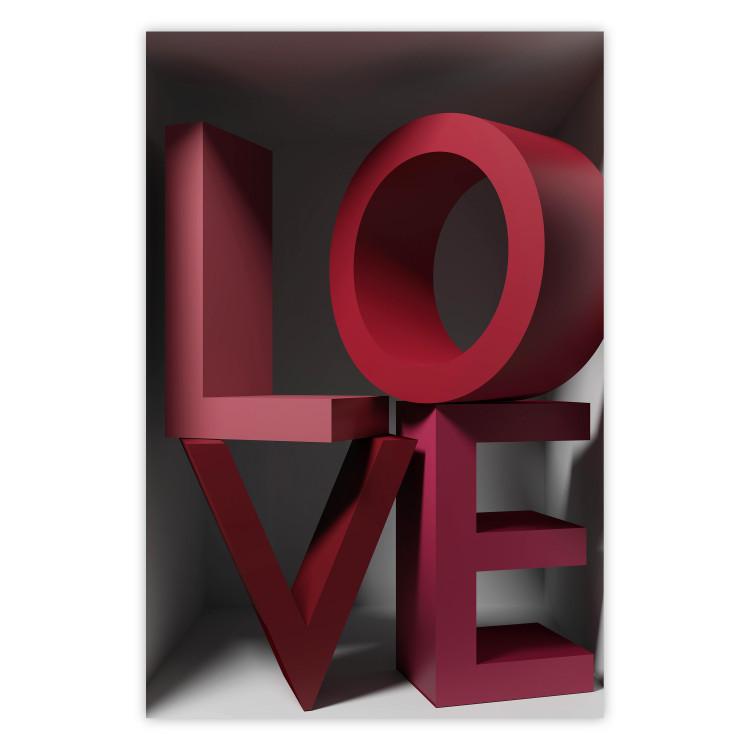 Poster Love in Reds - red texts with 3D effect on a light background