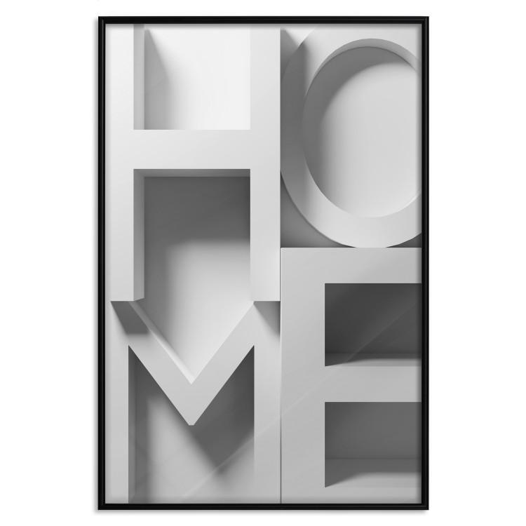 Poster Home in Grays - English texts with 3D effect on a light background