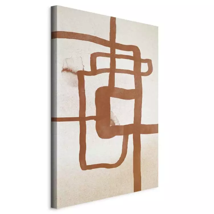 Path - Abstraction in the style of Scandi Boho depicting a die-drawn lines reminiscent of the road on a beige background