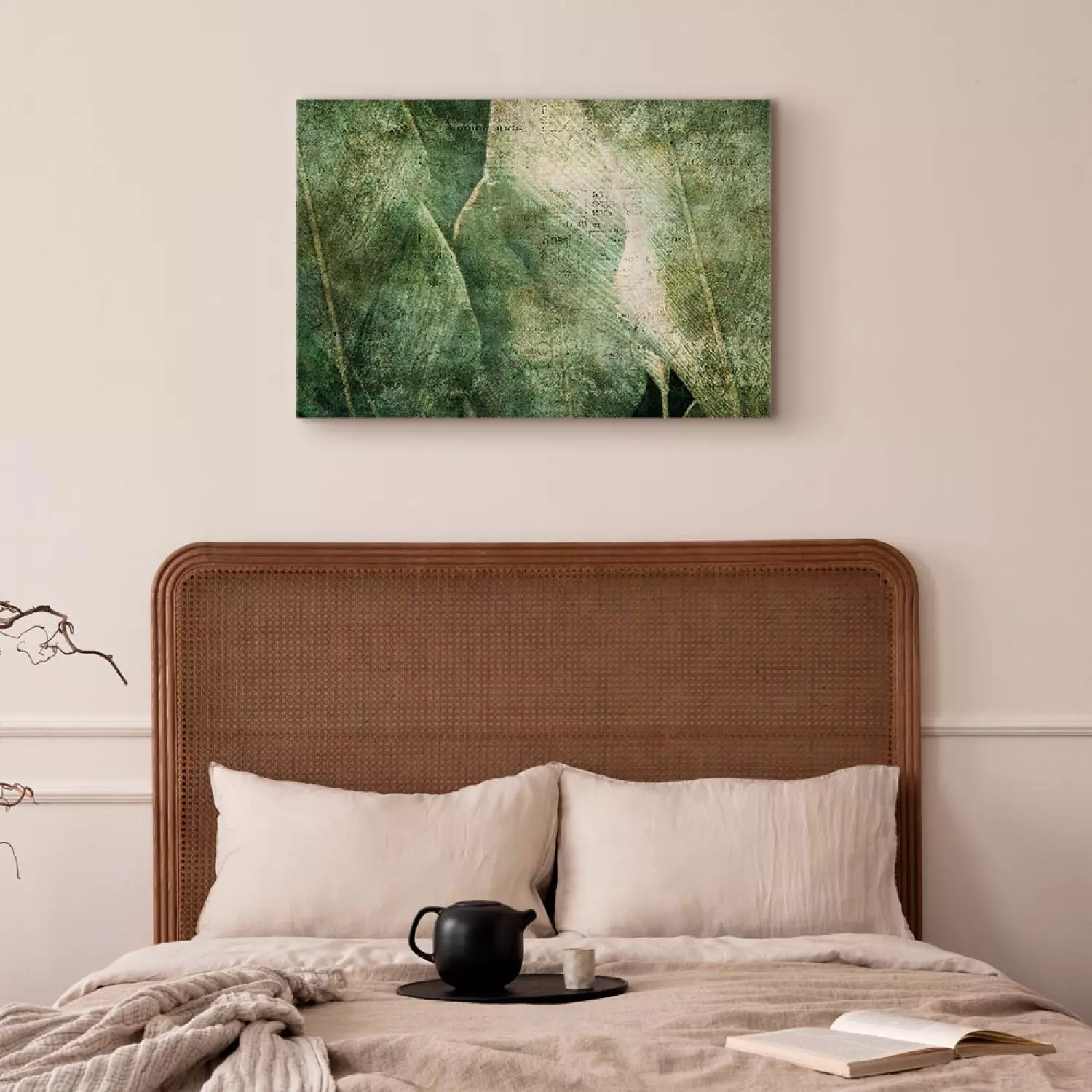 Canvas Print Big leaves - Worn image of exotic leaves plants