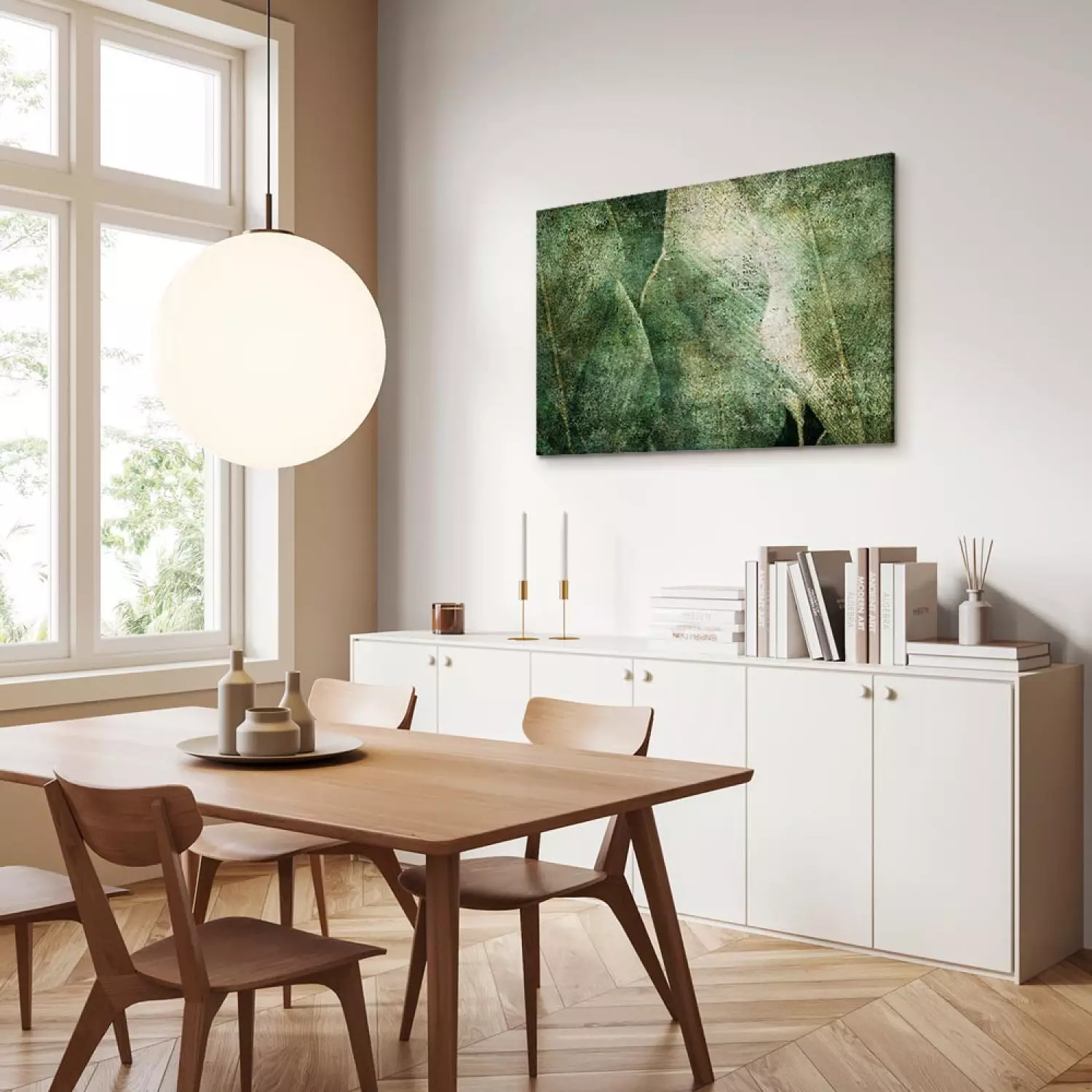 Canvas Print Big leaves - Worn image of exotic leaves plants
