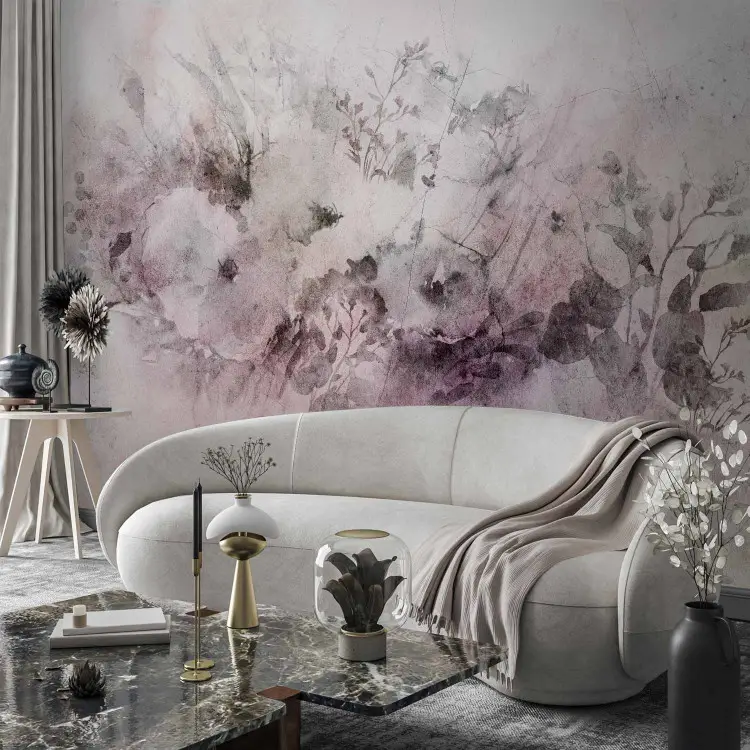 Summer meadow landscape - minimalist flower motif painted in watercolour