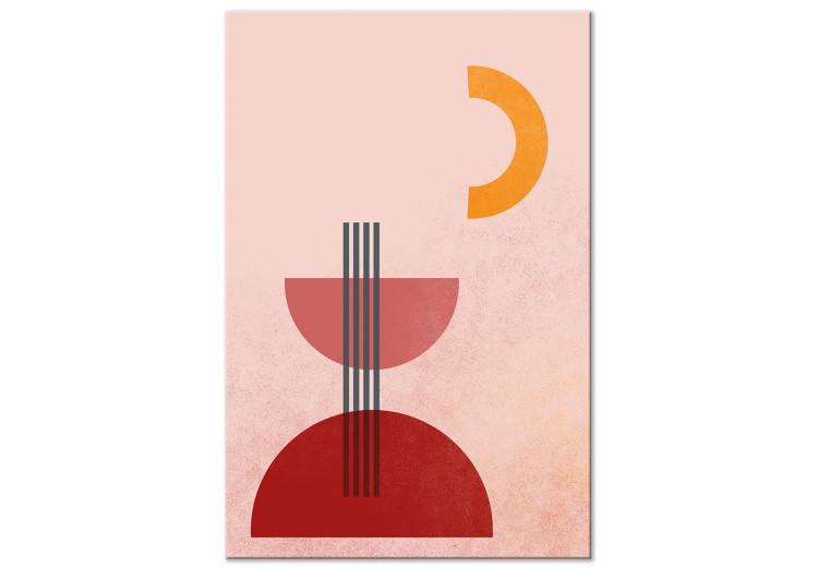 Canvas Abstract fountain and moon - graphic motif in red colors