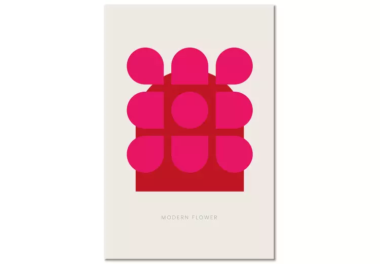 Canvas Geometric, pink flower - abstract floristic motif with the inscription