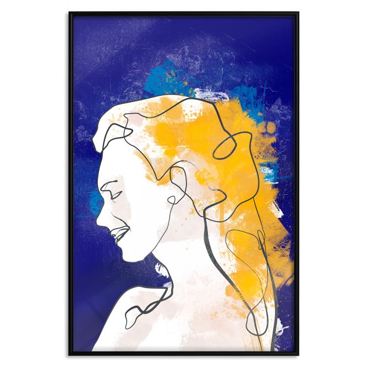 Poster Portrait in Blue - abstract landscape of a woman on a blue background