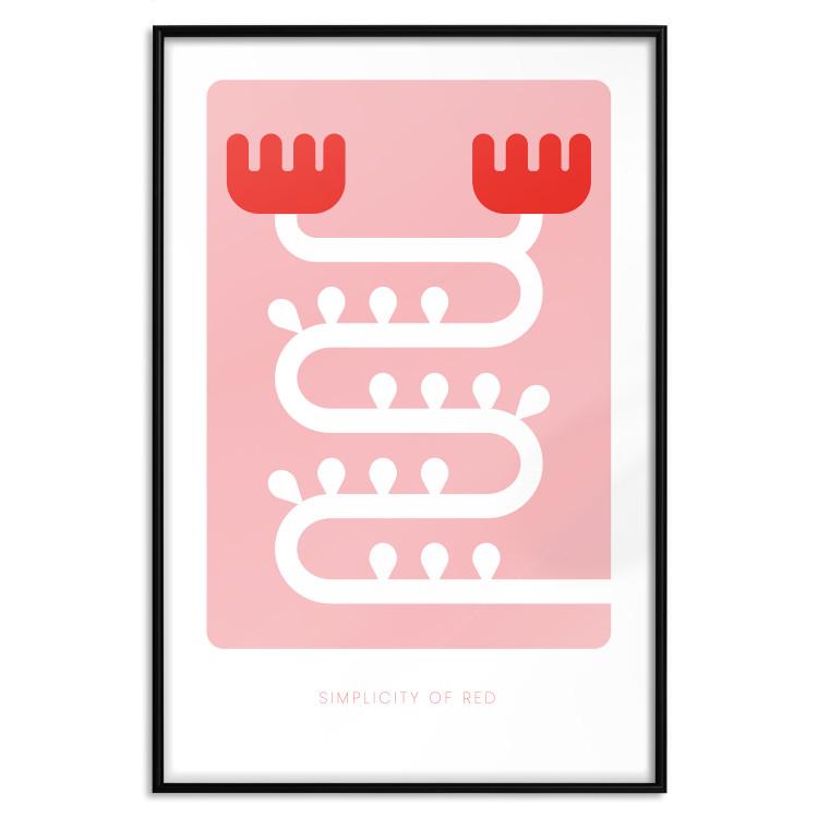 Poster Simplicity of Red - texts and abstract white pattern on a pink background