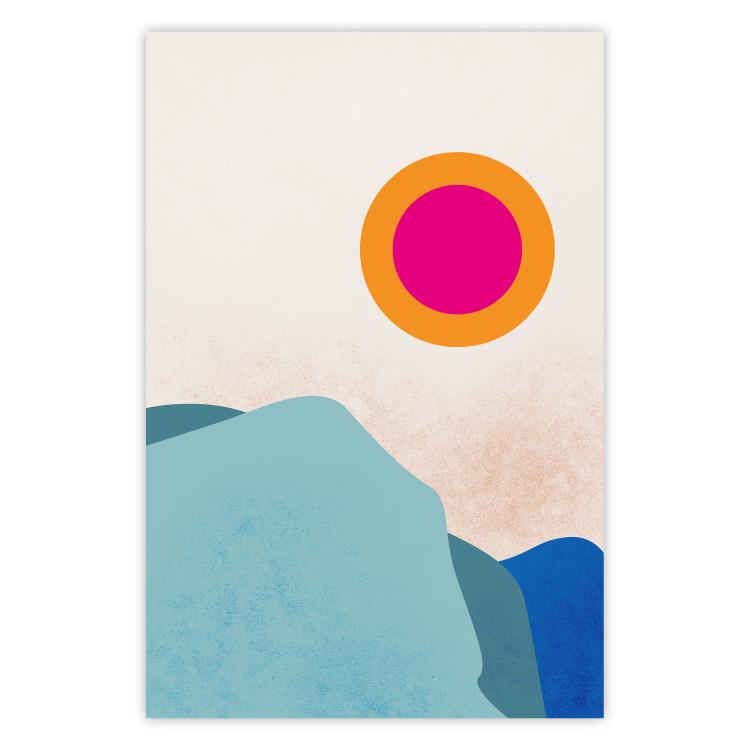 Poster Sunny Fjord - abstract landscape of mountains against a clear sky