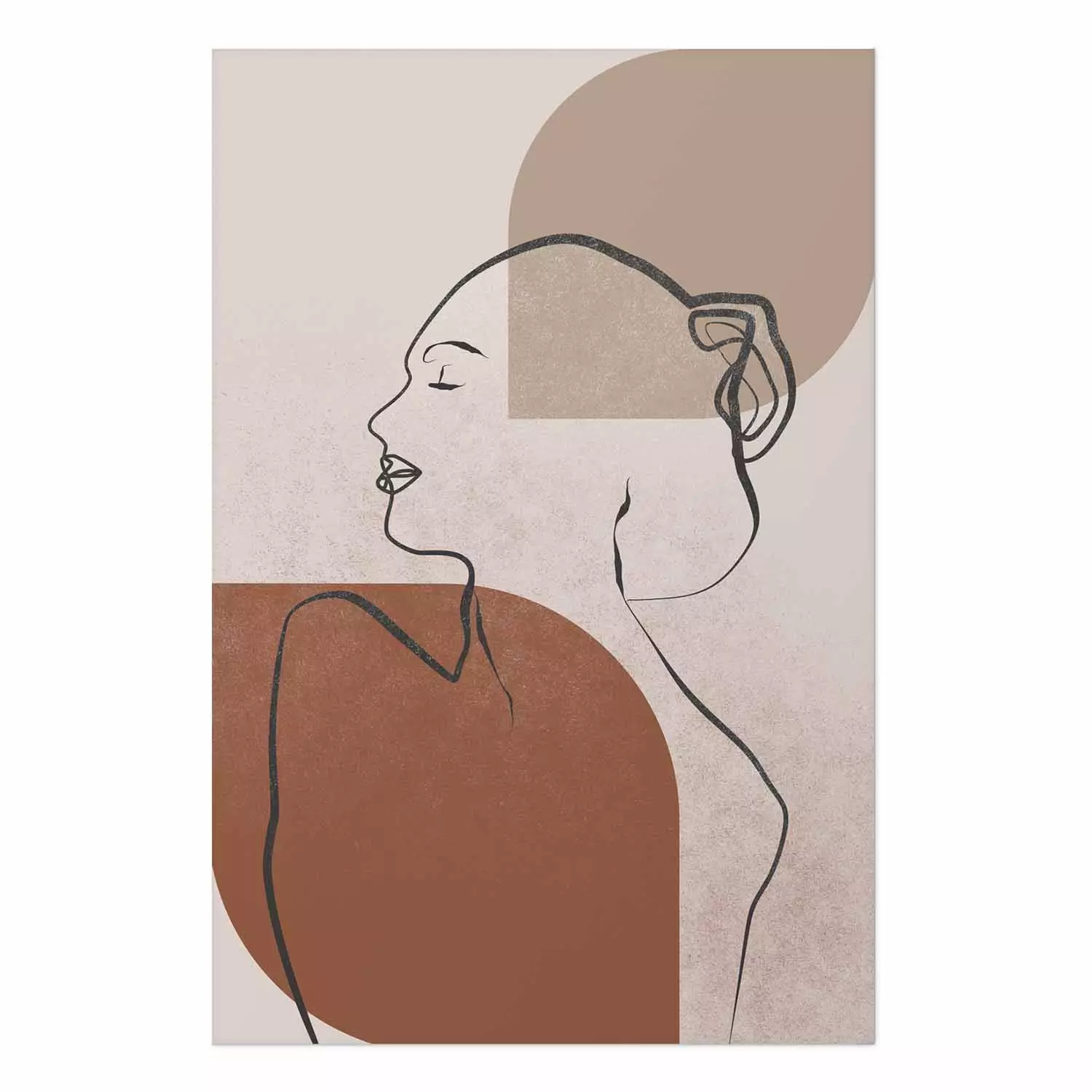 Poster Waiting for the Sun - line art of a female silhouette on an abstract background