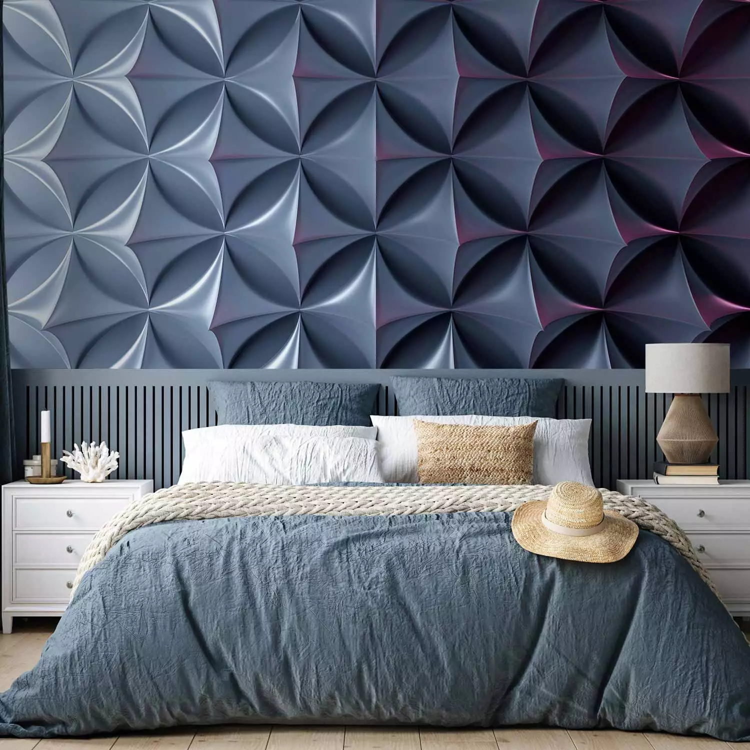Wall Mural Metallic 3D illusion - geometric figures in a symmetrical composition