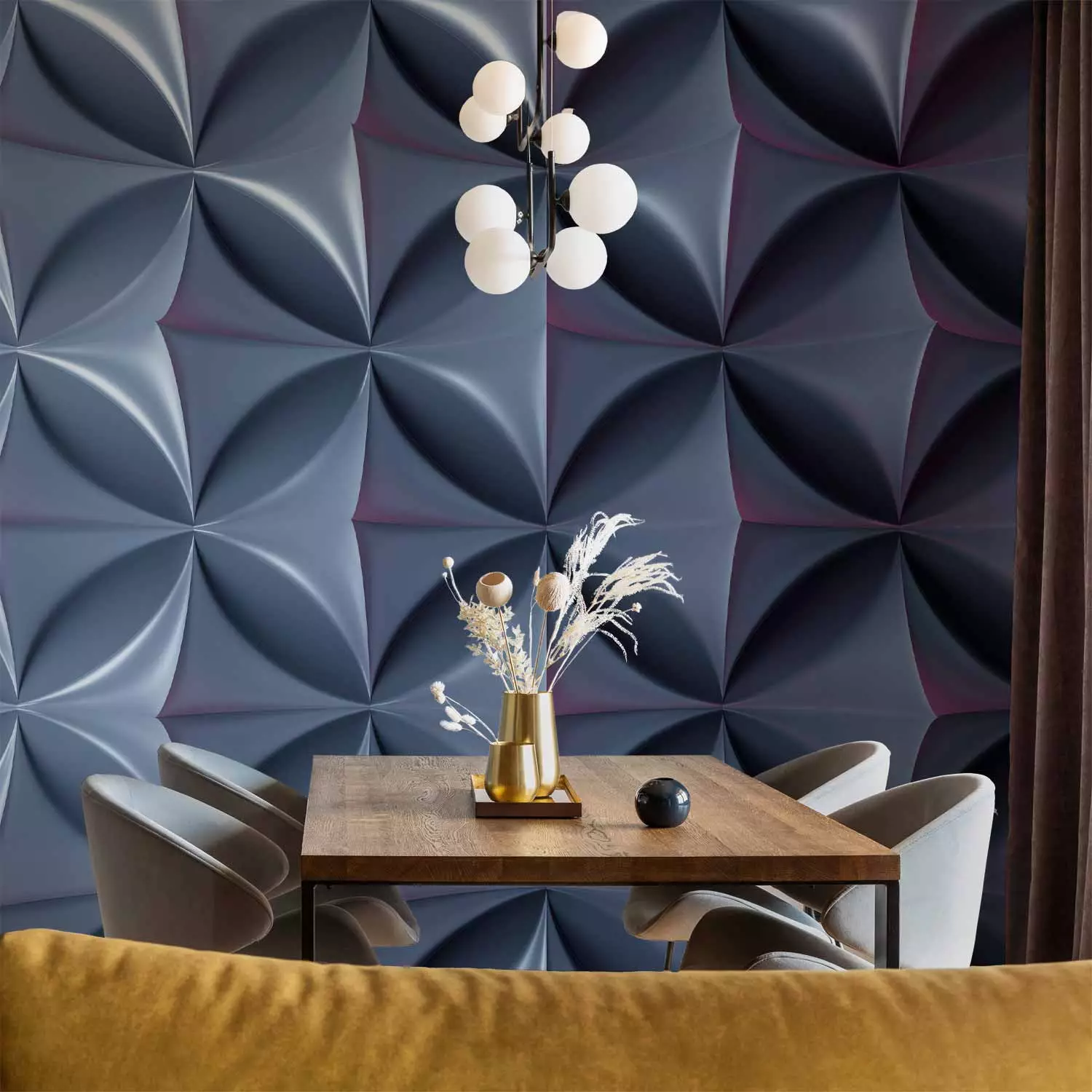 Wall Mural Metallic 3D illusion - geometric figures in a symmetrical composition