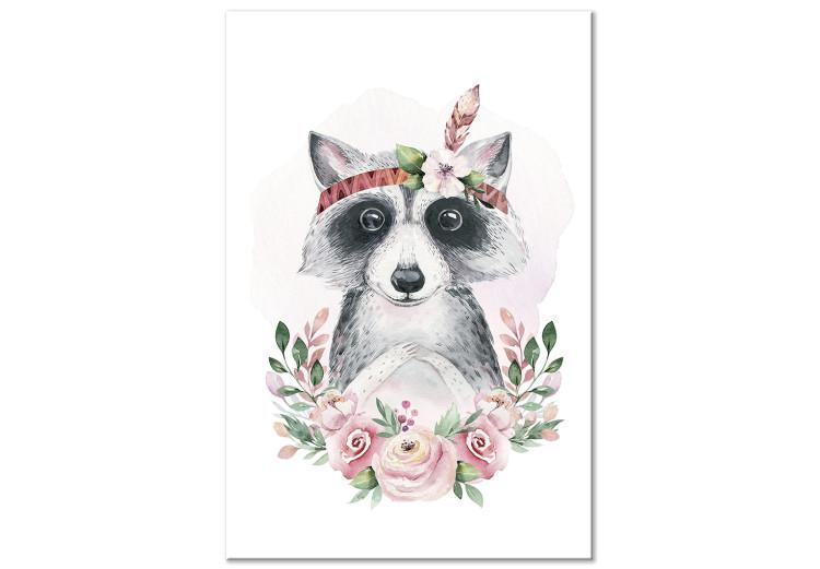 Canvas Raccoon with headband - Colorful graphics with animals for children