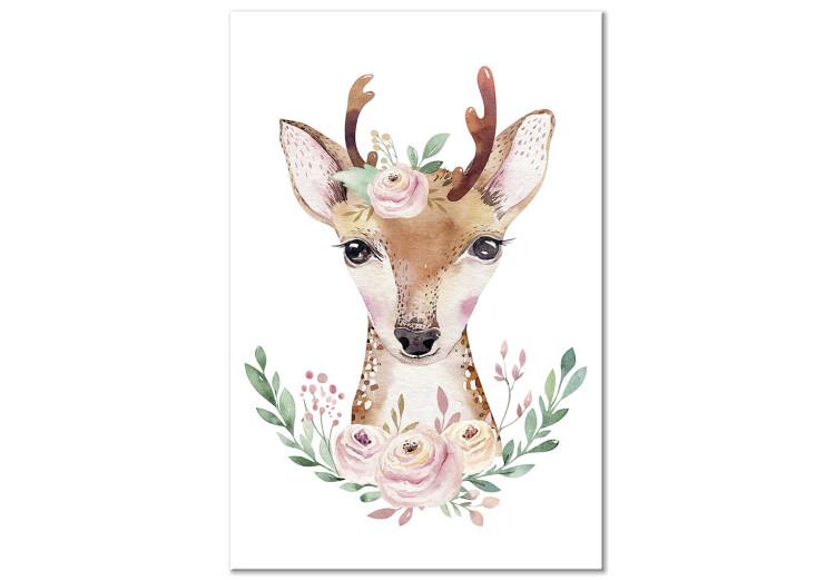 Canvas Deer with flowers - a colorful illustration with a pet for children