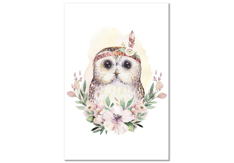 Canvas Owl with a headband - a colorful illustration inspired by fairy tales