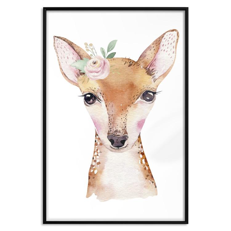 Poster Little Deer - funny portrait of an animal on a white contrasting background