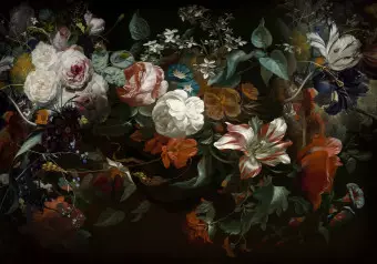 Photo Wallpaper Blooming nature - floral composition with flowers in baroque style Wallpaper Cropper
