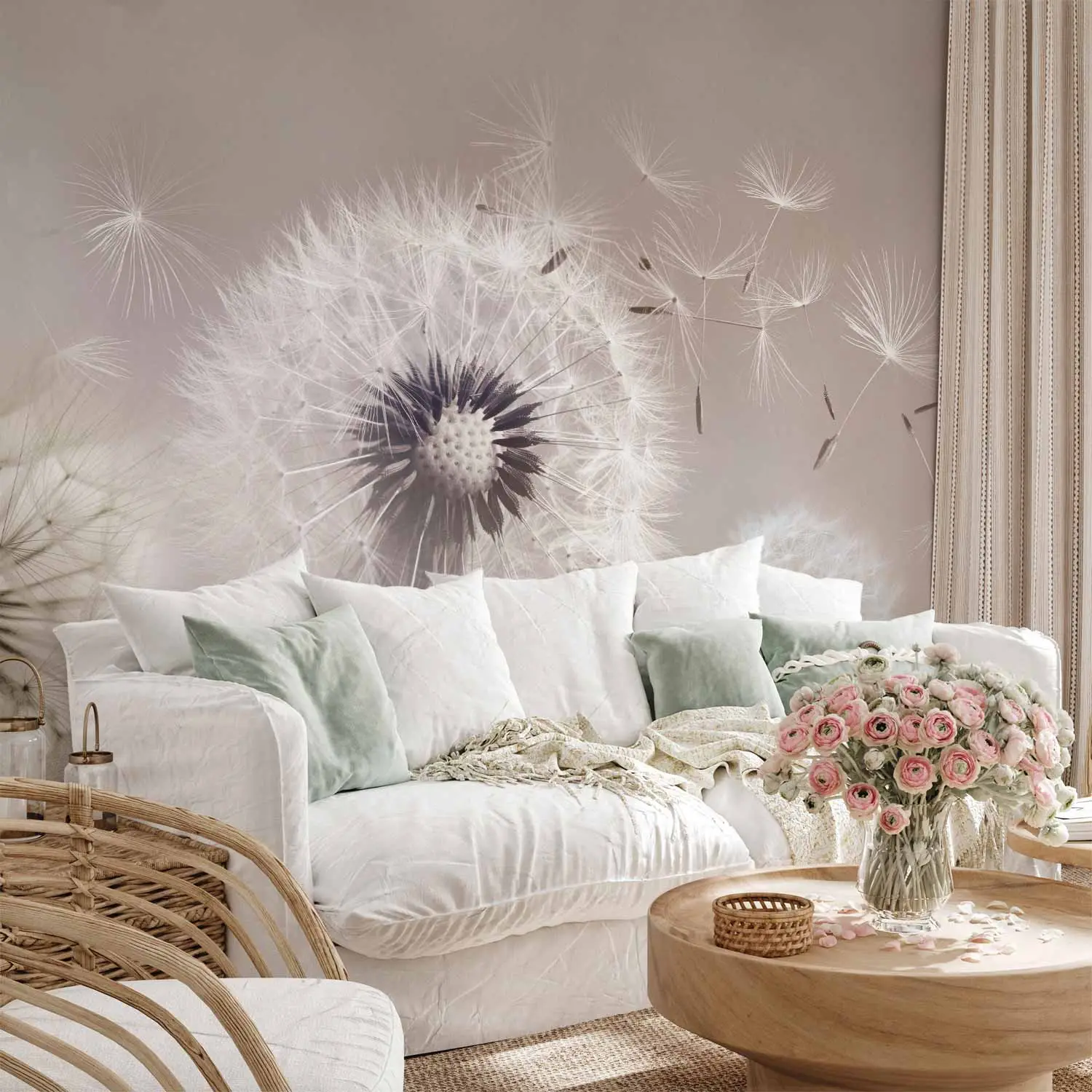 white dandelion wallpaper