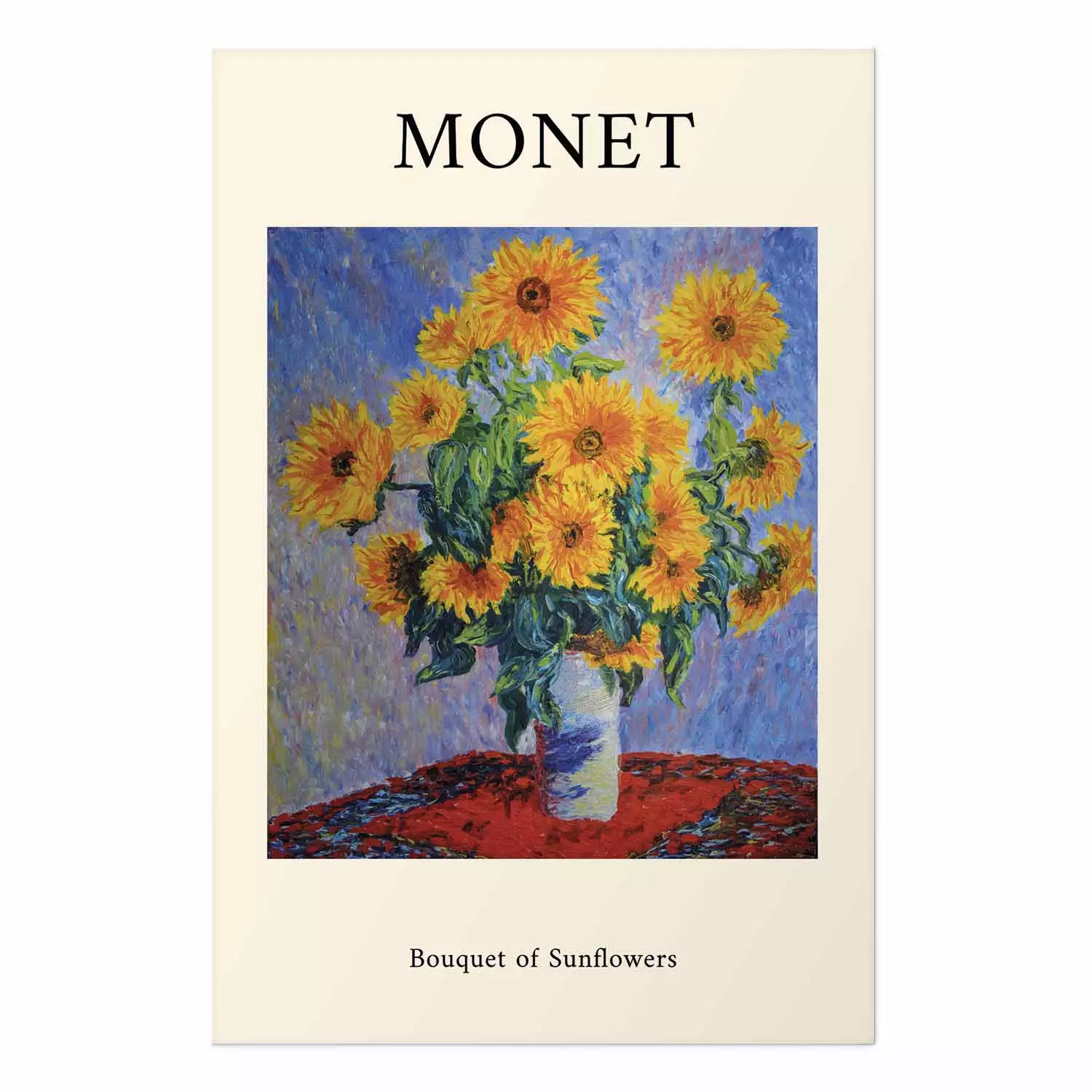 Wall Poster Decorative Sunflowers - bouquet of yellow flowers in a vase and texts
