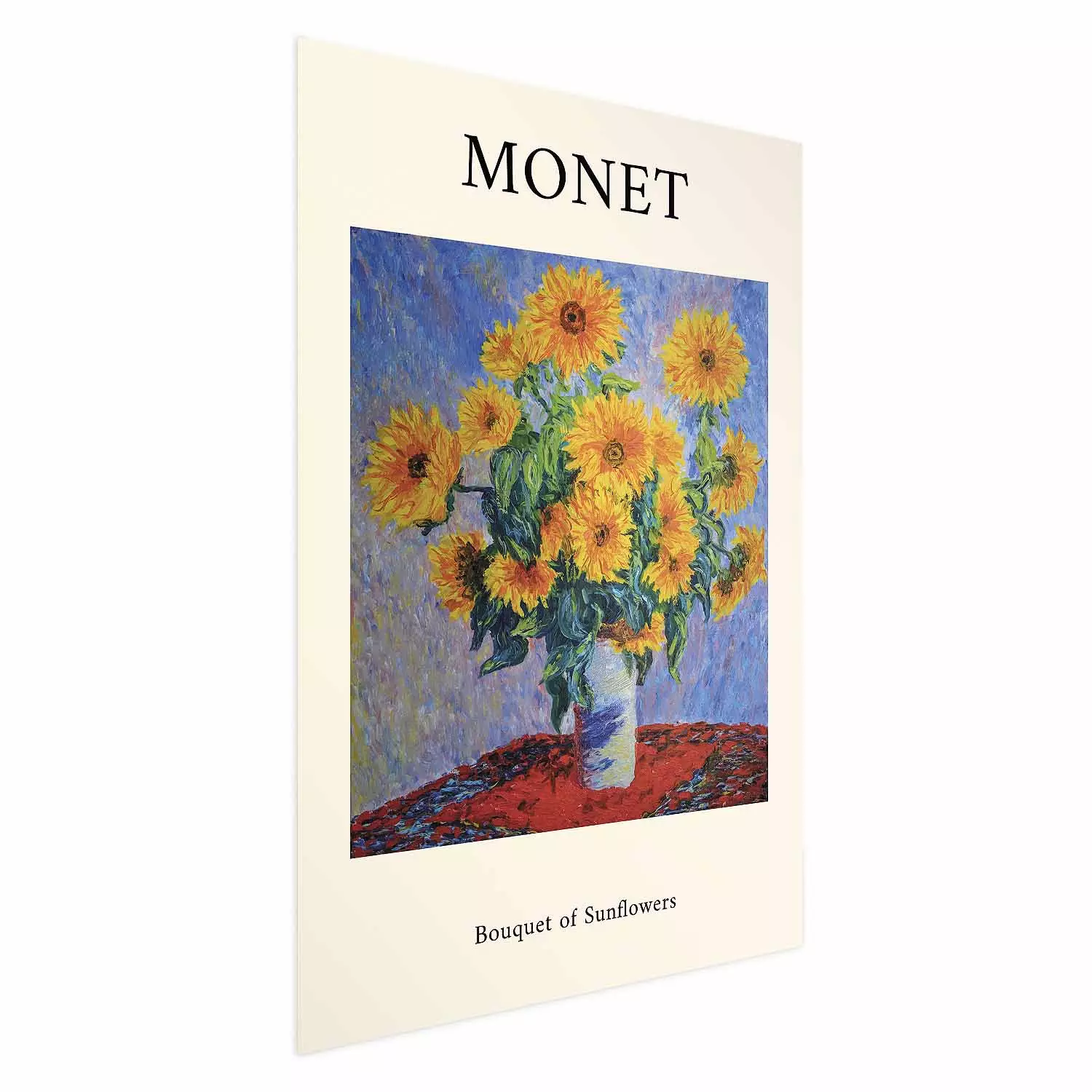 Wall Poster Decorative Sunflowers - bouquet of yellow flowers in a vase and texts
