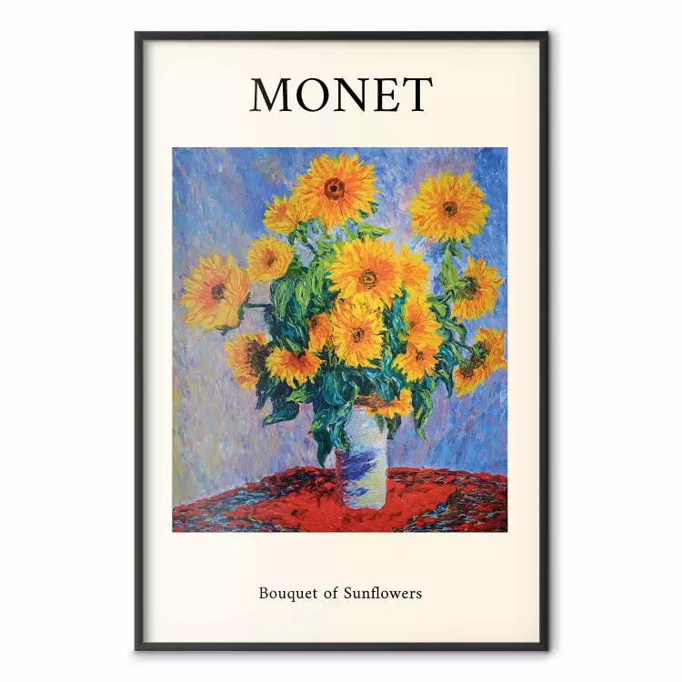 Decorative Sunflowers - bouquet of yellow flowers in a vase and texts