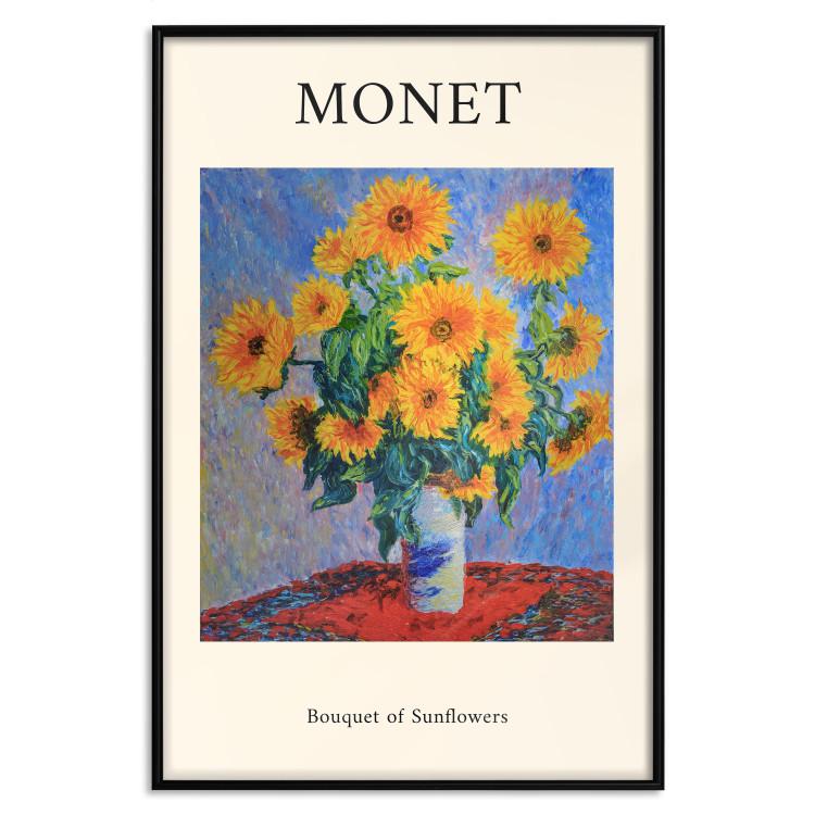 Poster Decorative Sunflowers - bouquet of yellow flowers in a vase and texts