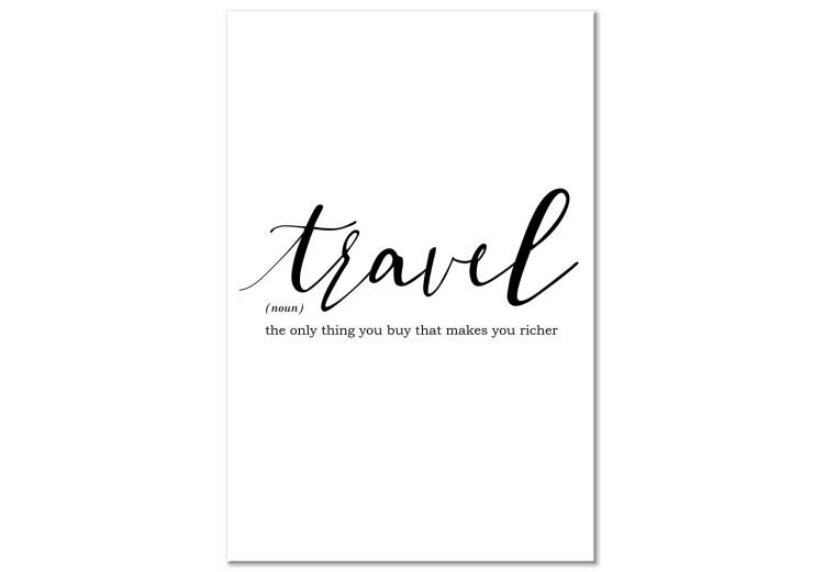 Canvas Travel inscription with quote - black and white lettering in English