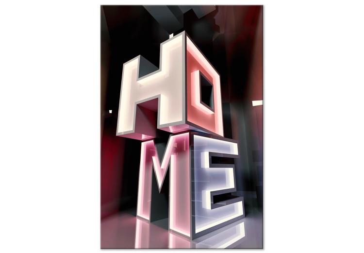 Canvas Neon inscription Home 3D - Pastel, geometric text in English