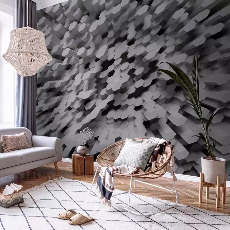 Gray cubes - abstract composition made of geometric figures