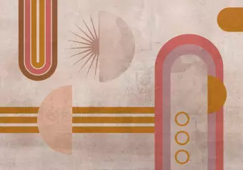 Photo Wallpaper Astronomical geometry - circles, arcs and stripes on a pink background Wallpaper Cropper