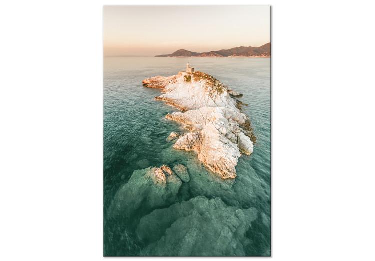 Canvas Scoglieta island - aerial view on a lighthouse and rocks